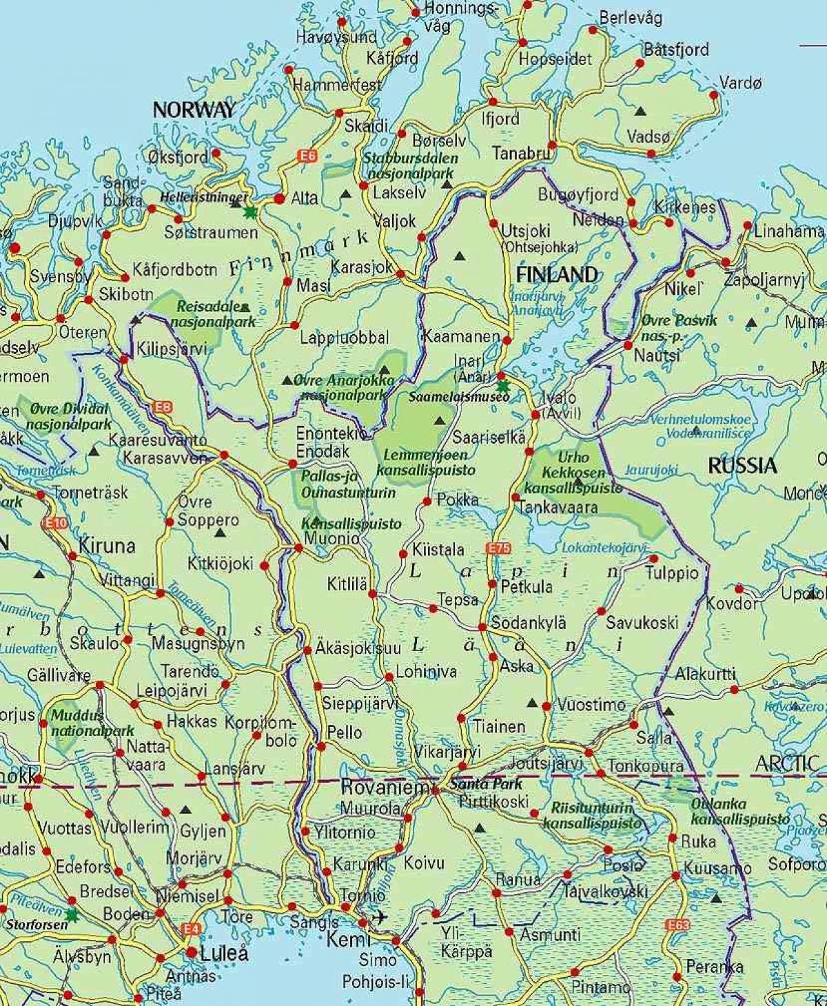 bản đồ của phần Lan và lapland