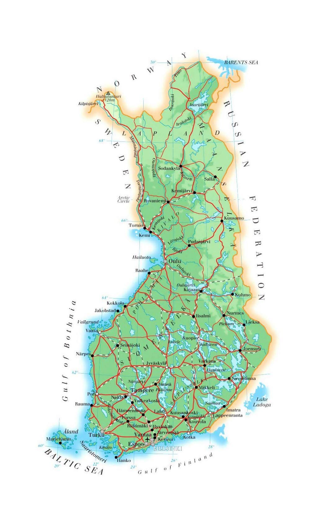 Bản đồ của phần Lan độ cao