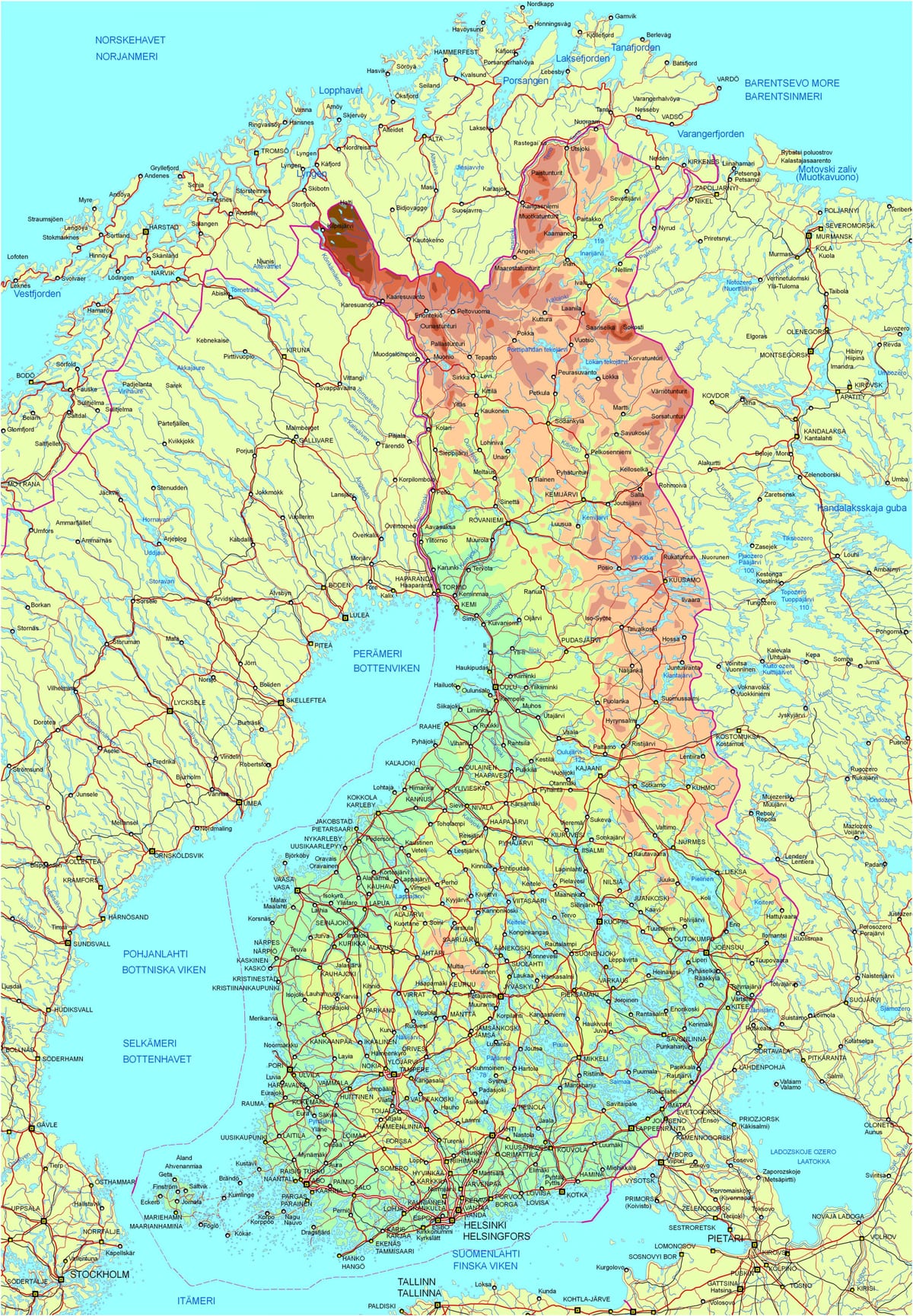 Bản đồ của phần Lan đường