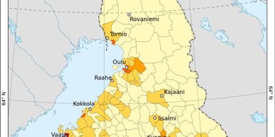 Phần lan mật độ dân bản đồ