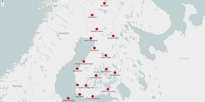 Bản đồ của phần Lan sân bay